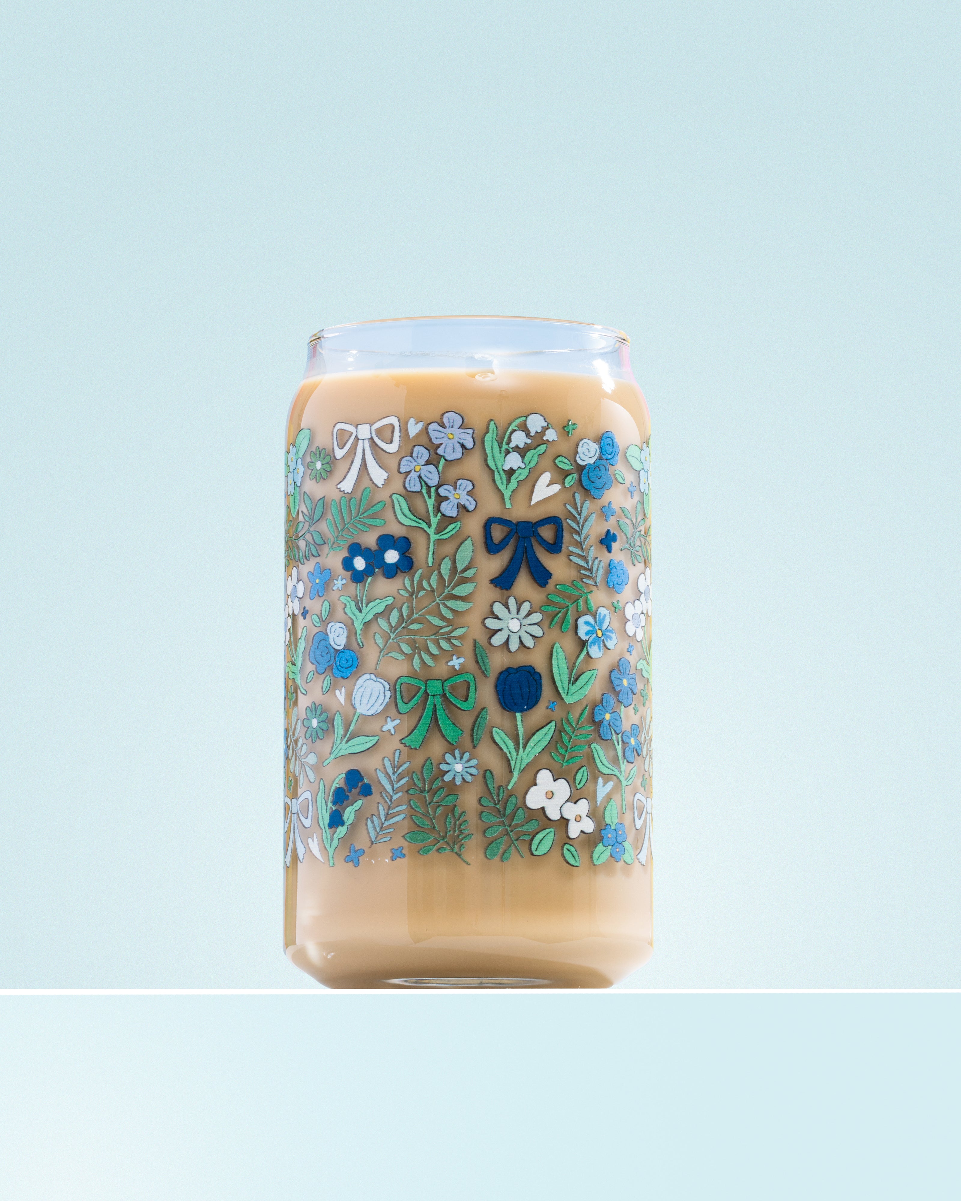 Blue Bow Glass 16 oz