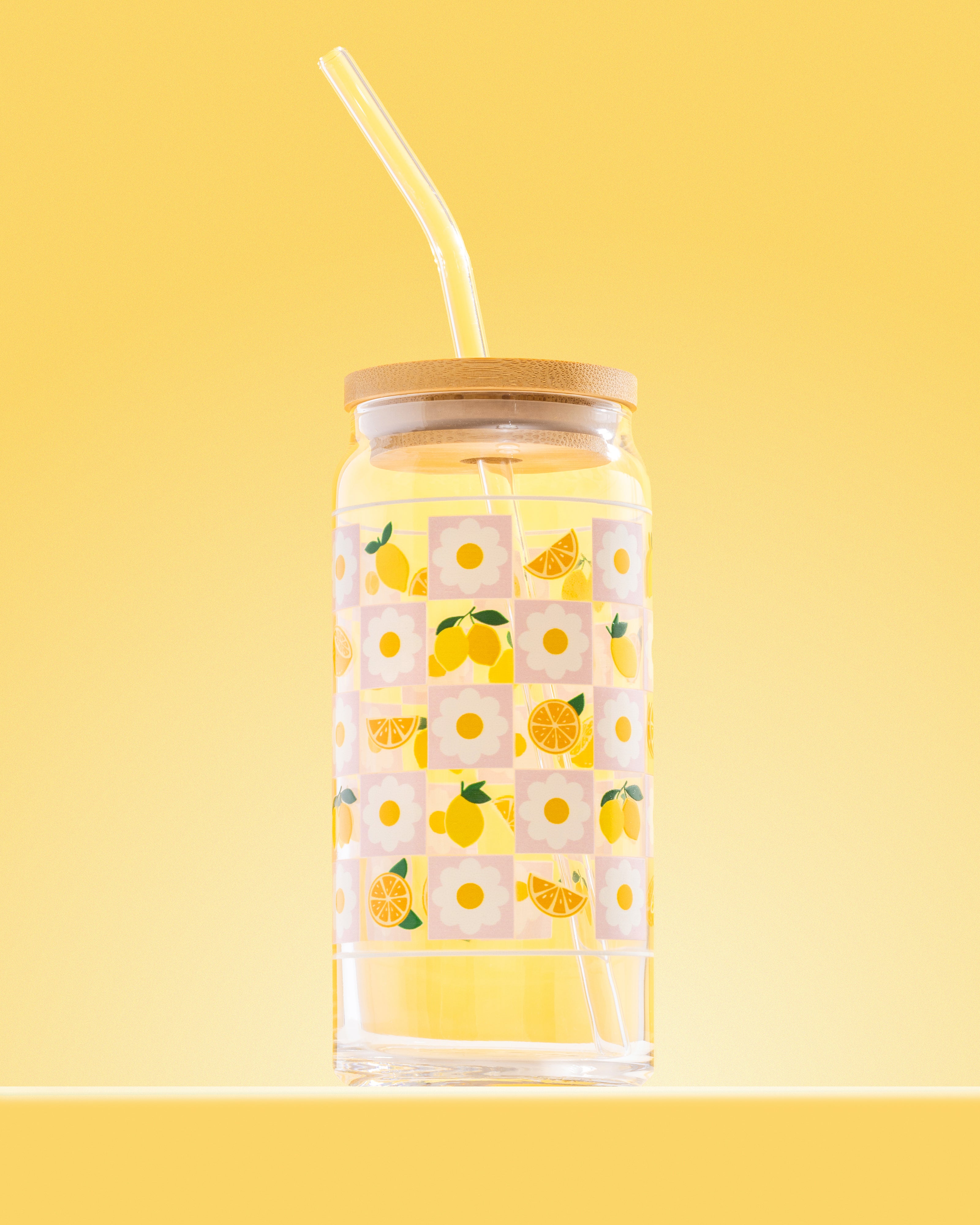 Checkered Lemon Glass 20 oz