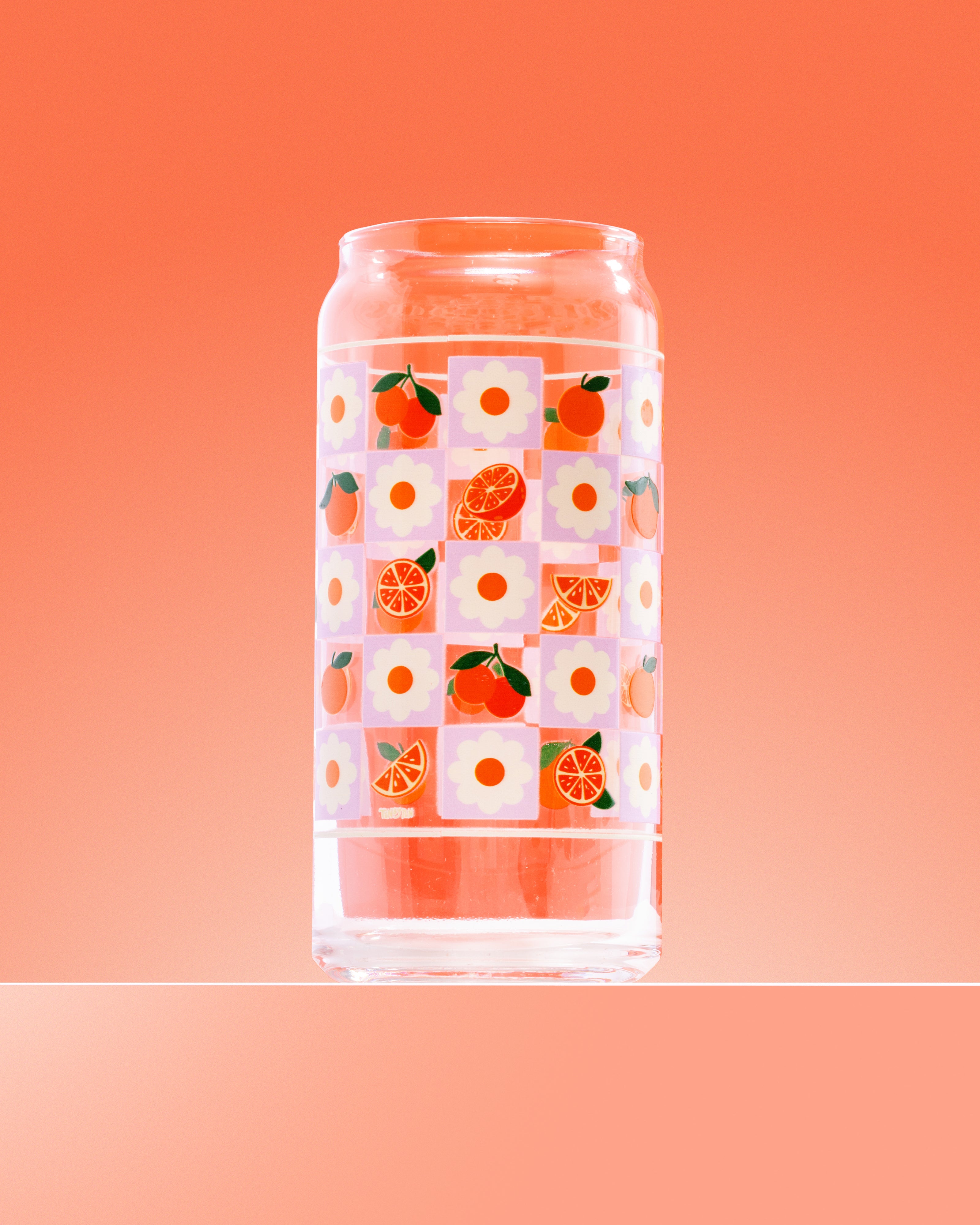 Checkered Orange Glass 20 oz