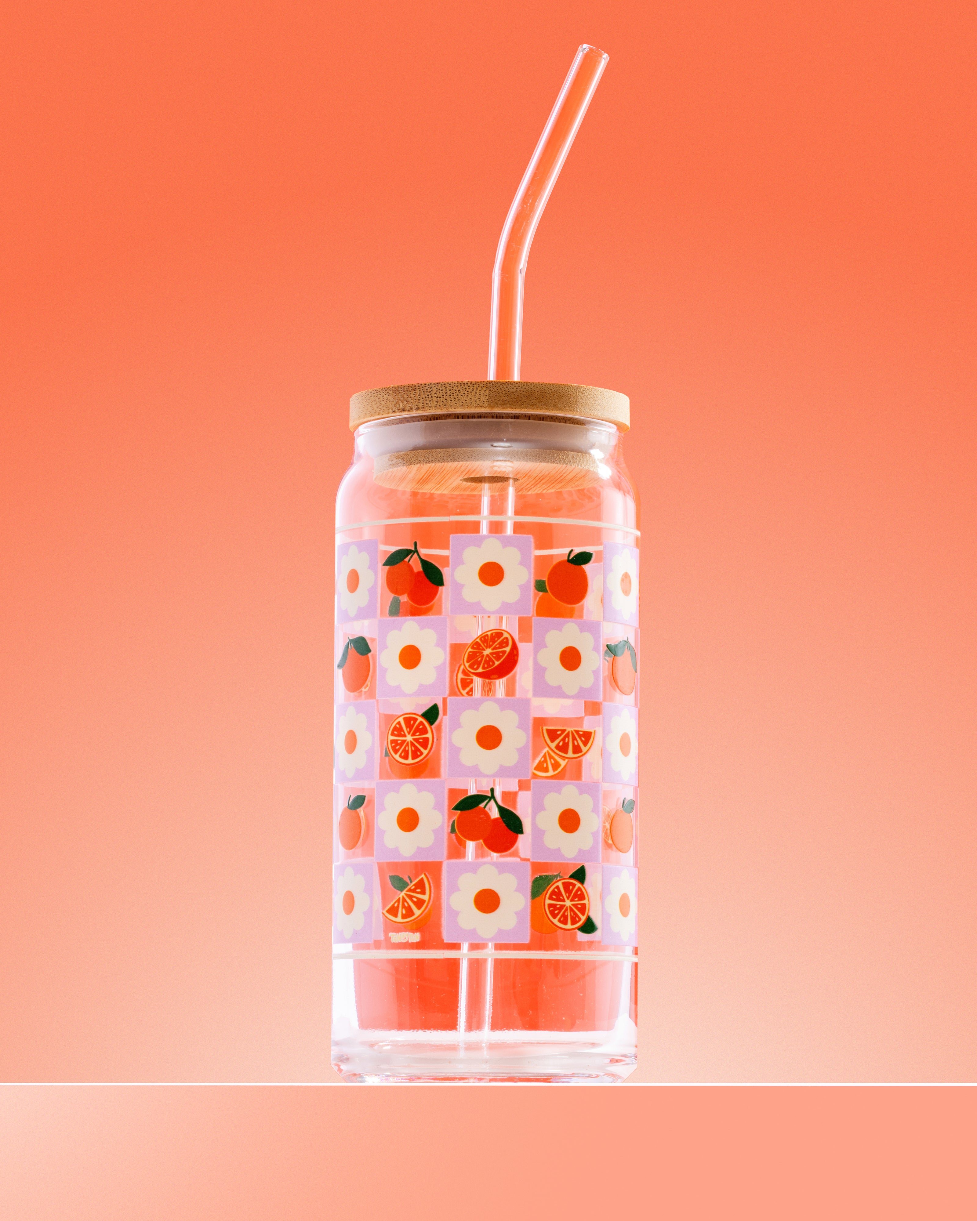 Checkered Orange Glass 20 oz