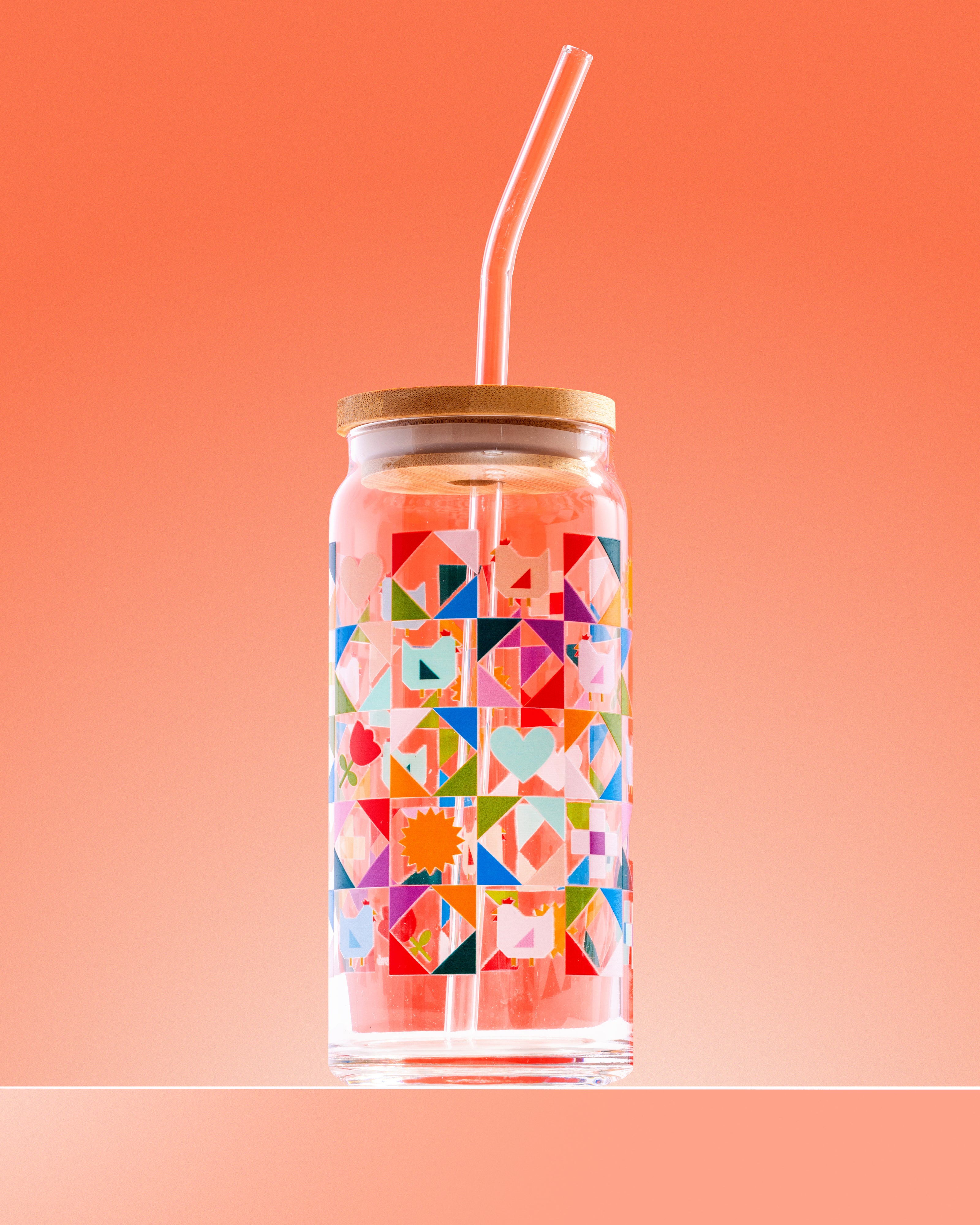 Chicken Quilt Glass 20 oz