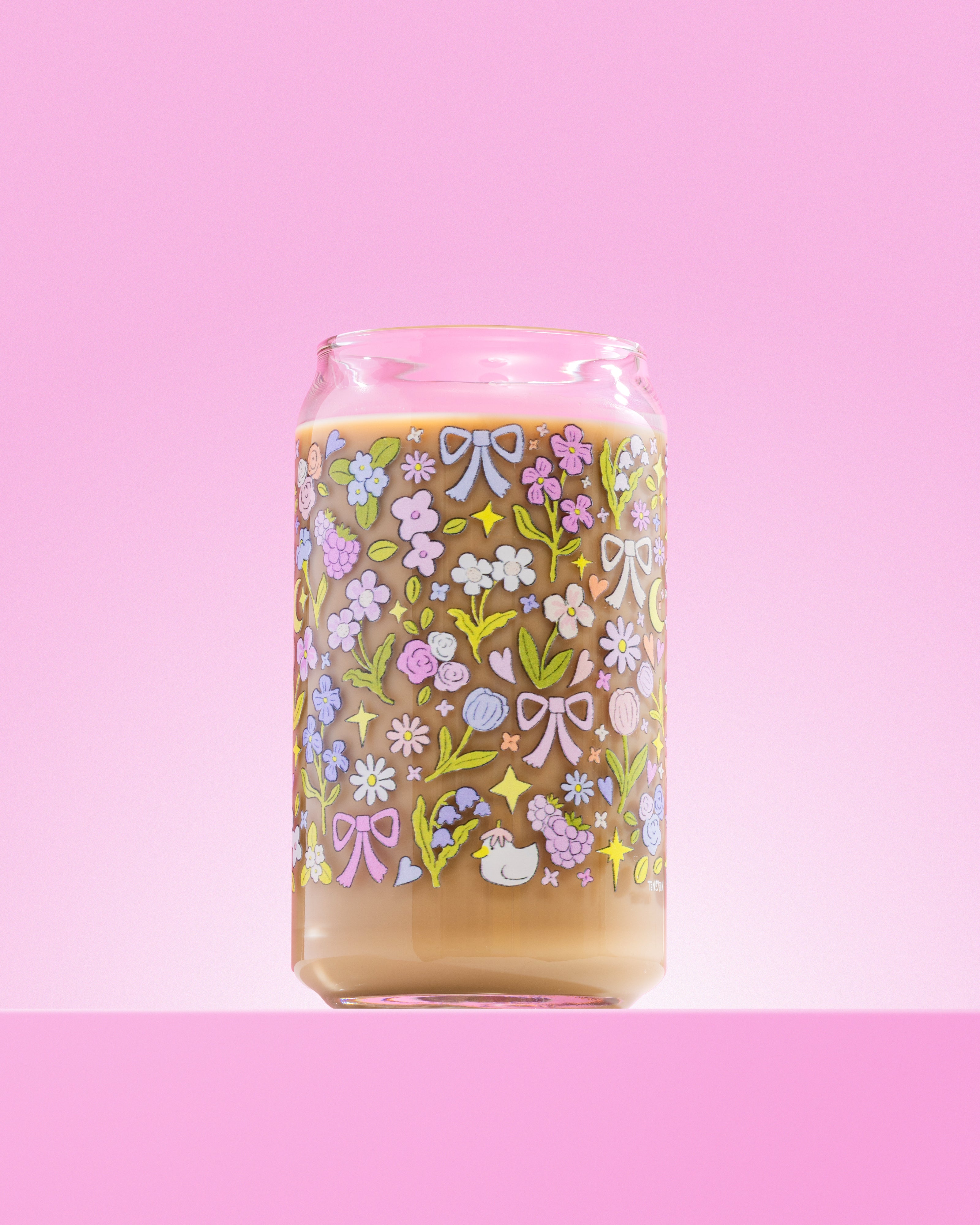 Pink Bow Glass 16 oz