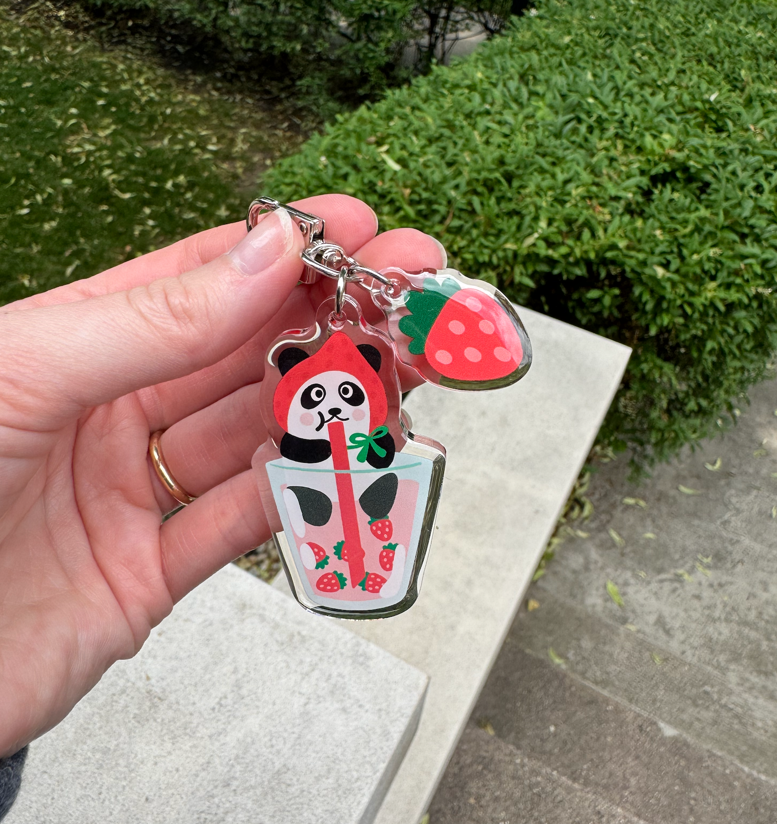 Panda Strawberry Milk Double Charm