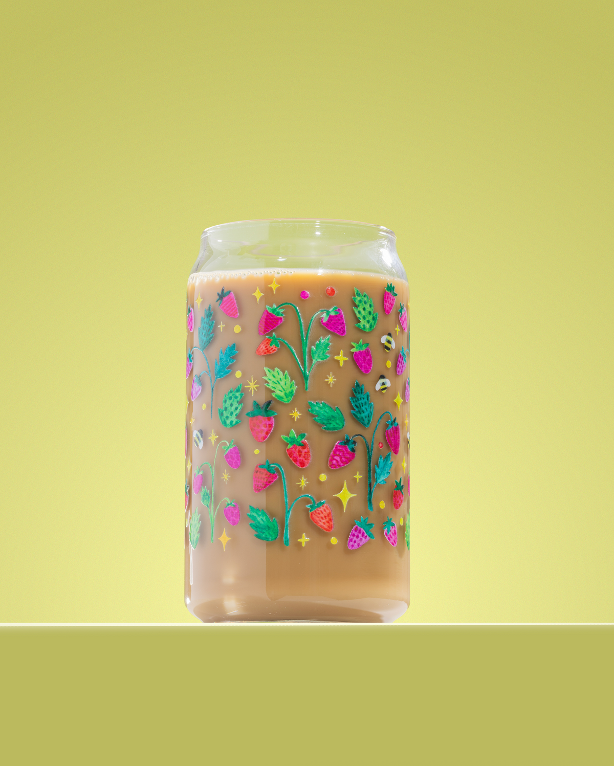 Watercolor Strawberry Glass 16 oz