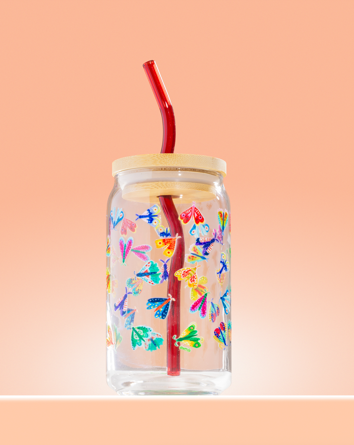 Watercolor Moth Glass 16 oz