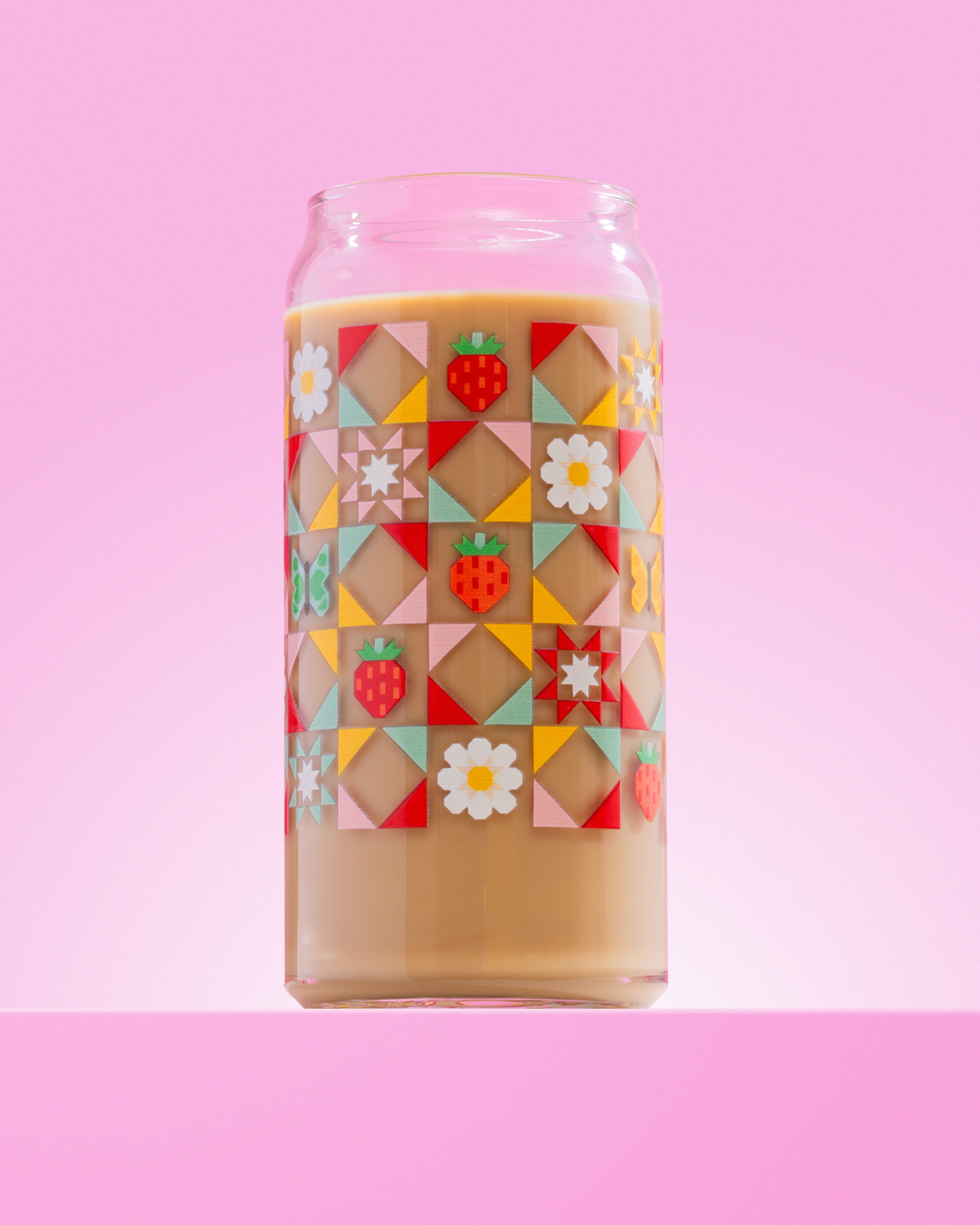 Strawberry Quilt Glass 20 oz