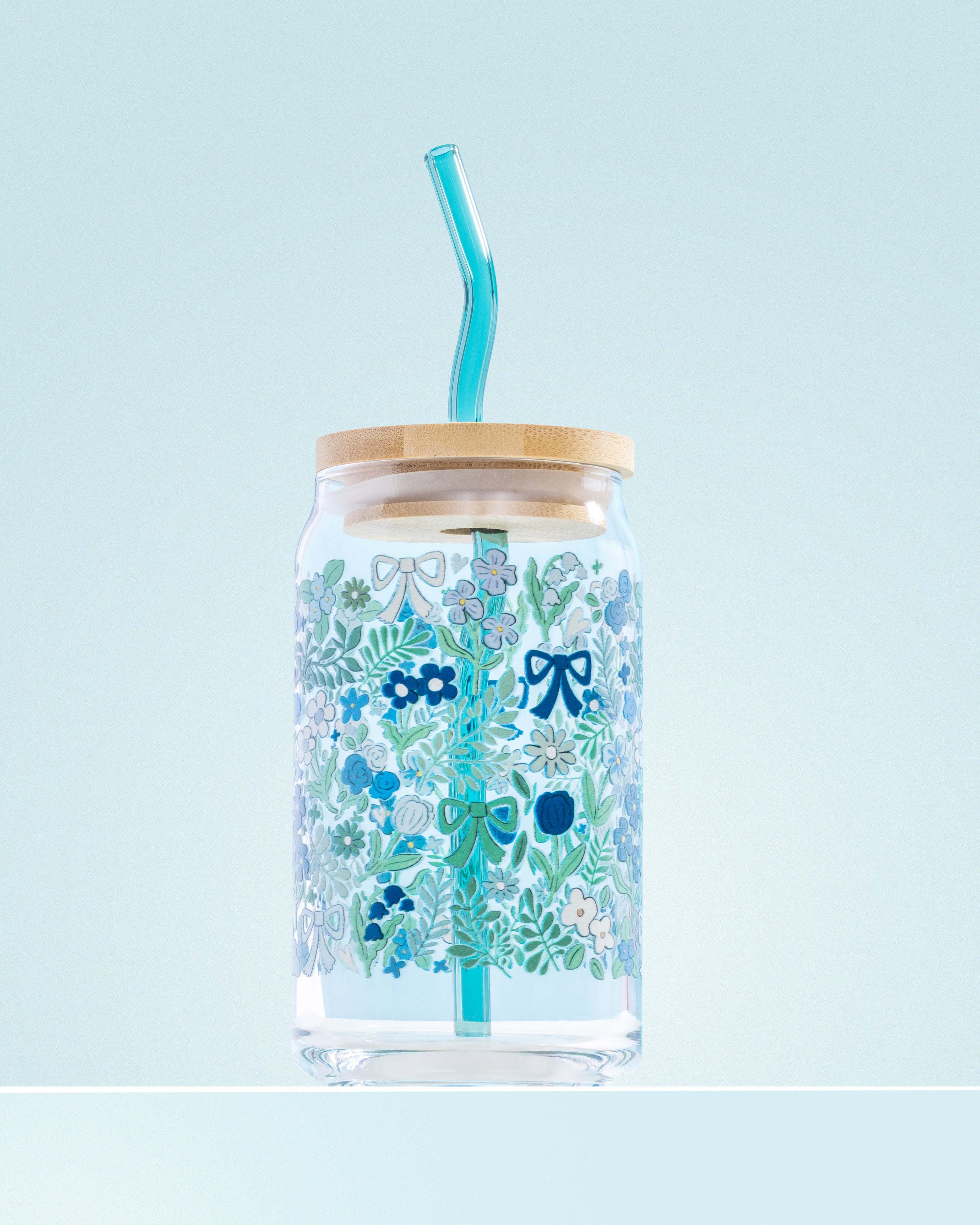 Blue Bow Glass 16 oz