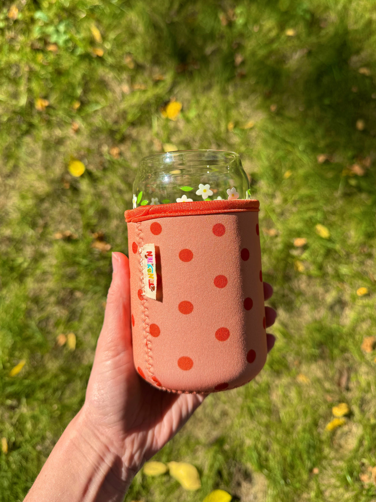 Orange Polka Dot Can Glass Coozie