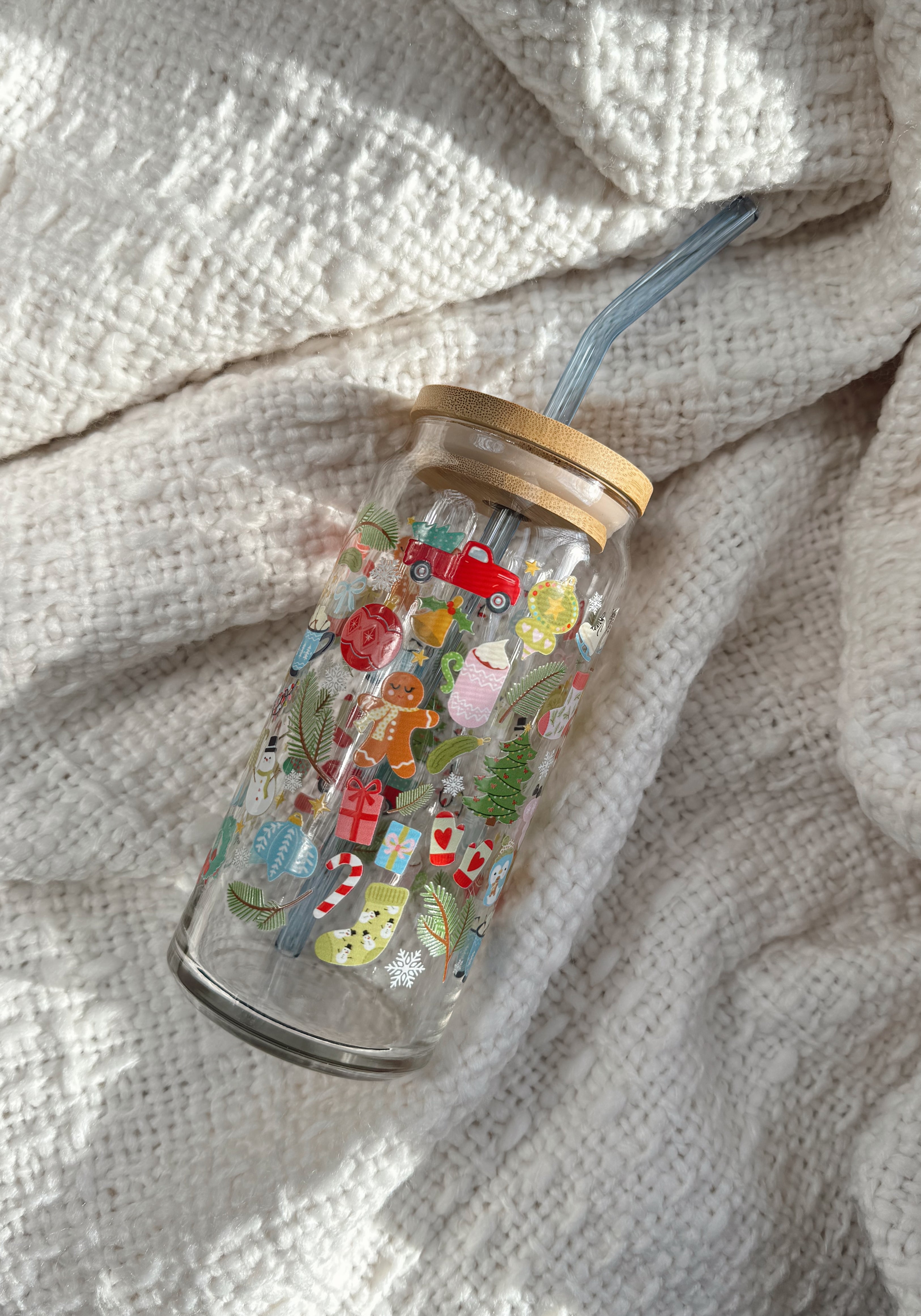 20 oz Christmas Glass