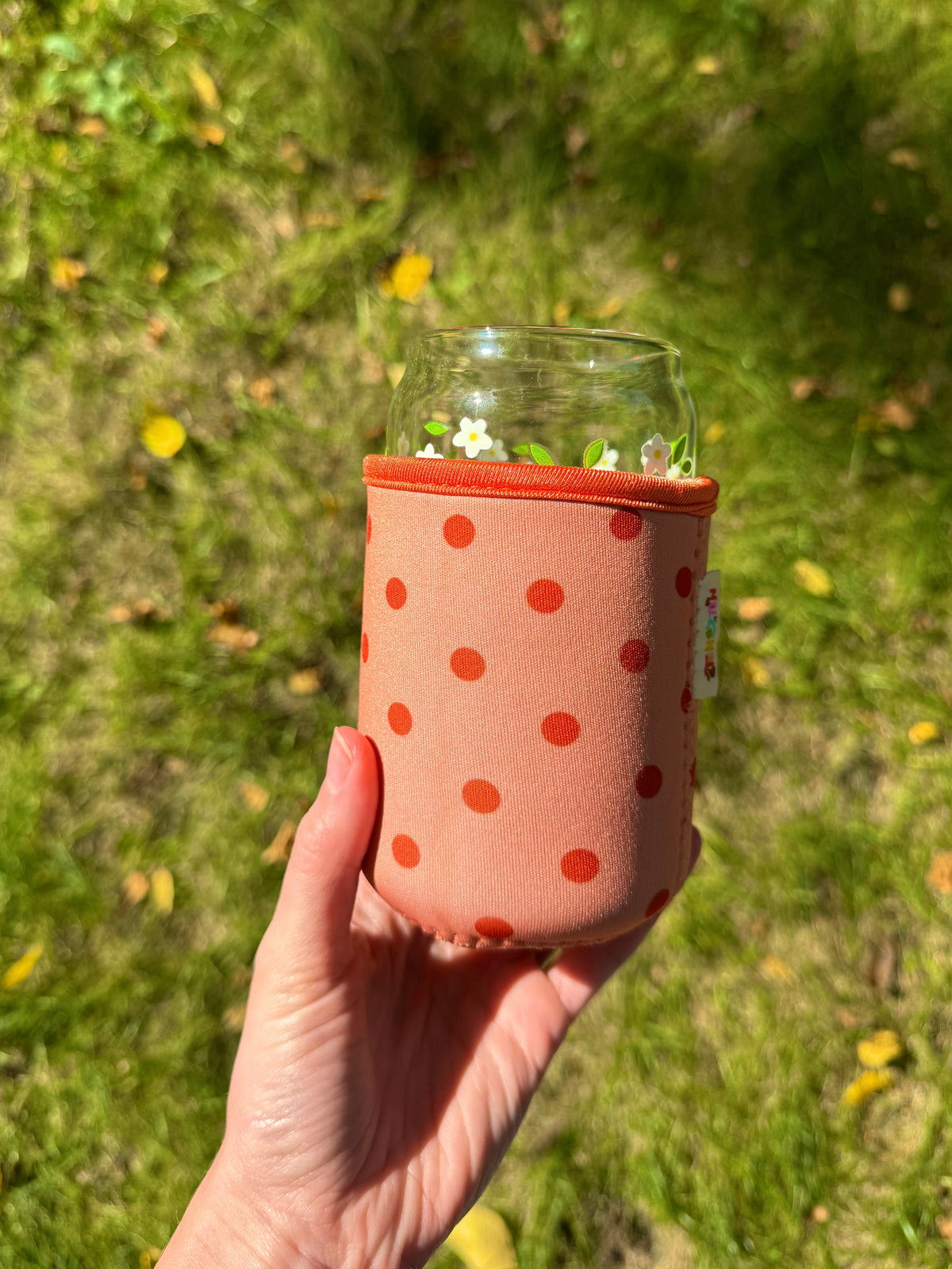 Orange Polka Dot Can Glass Coozie
