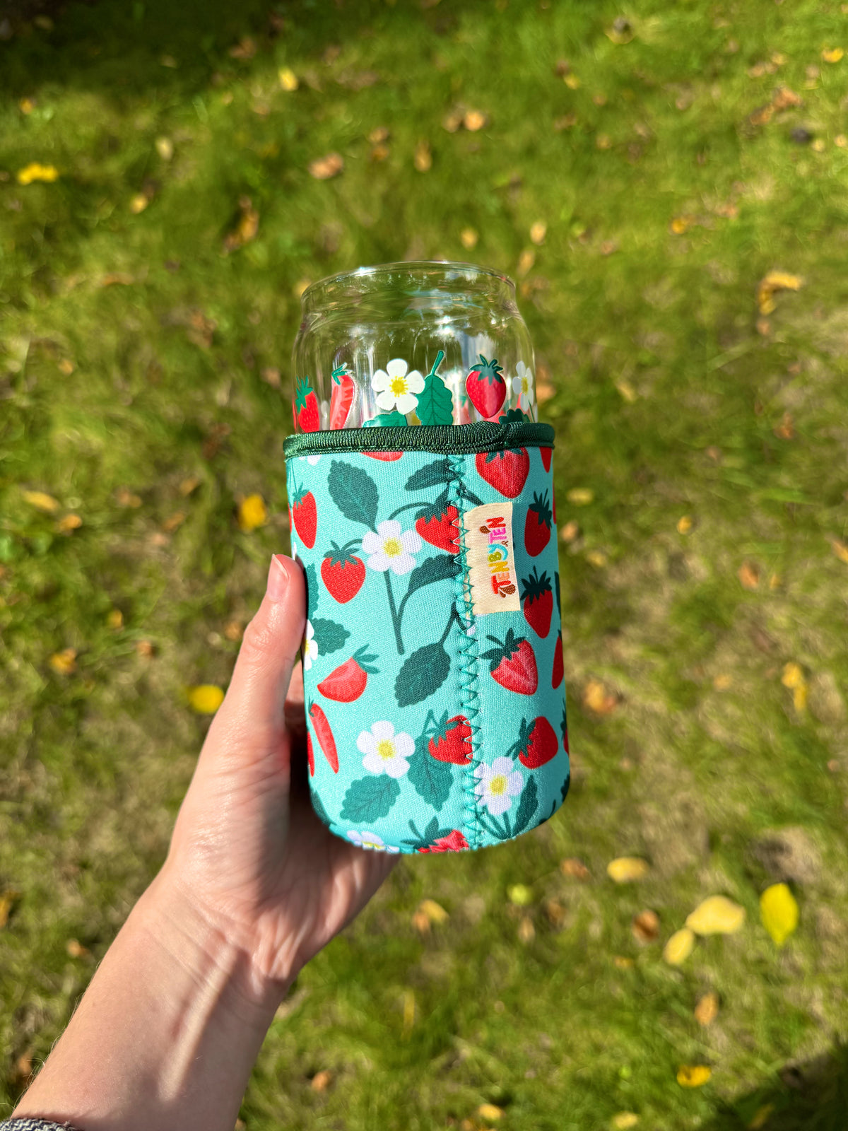 Strawberry Fields Can Glass Coozie