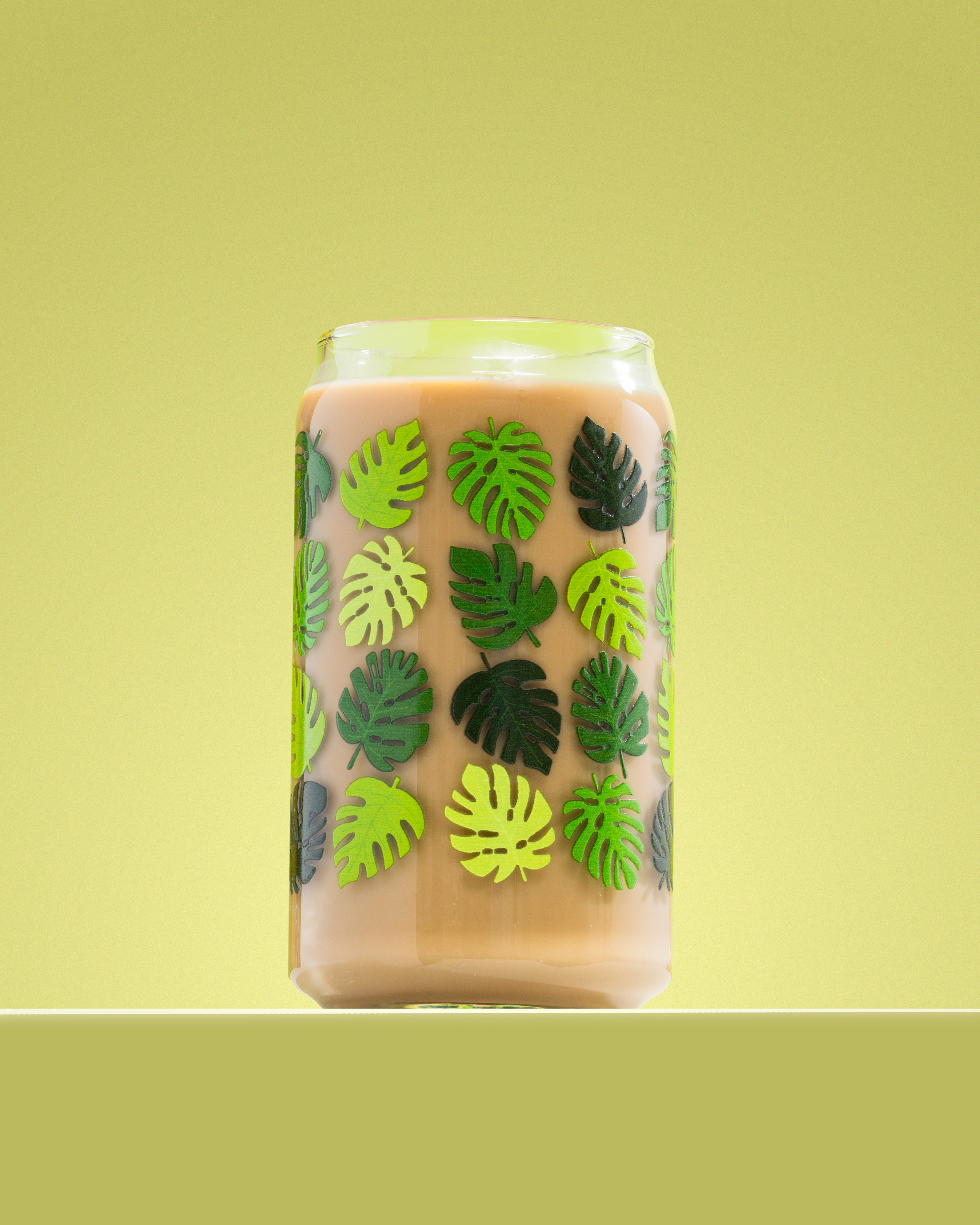 Tropical Leaves Glass 16 oz