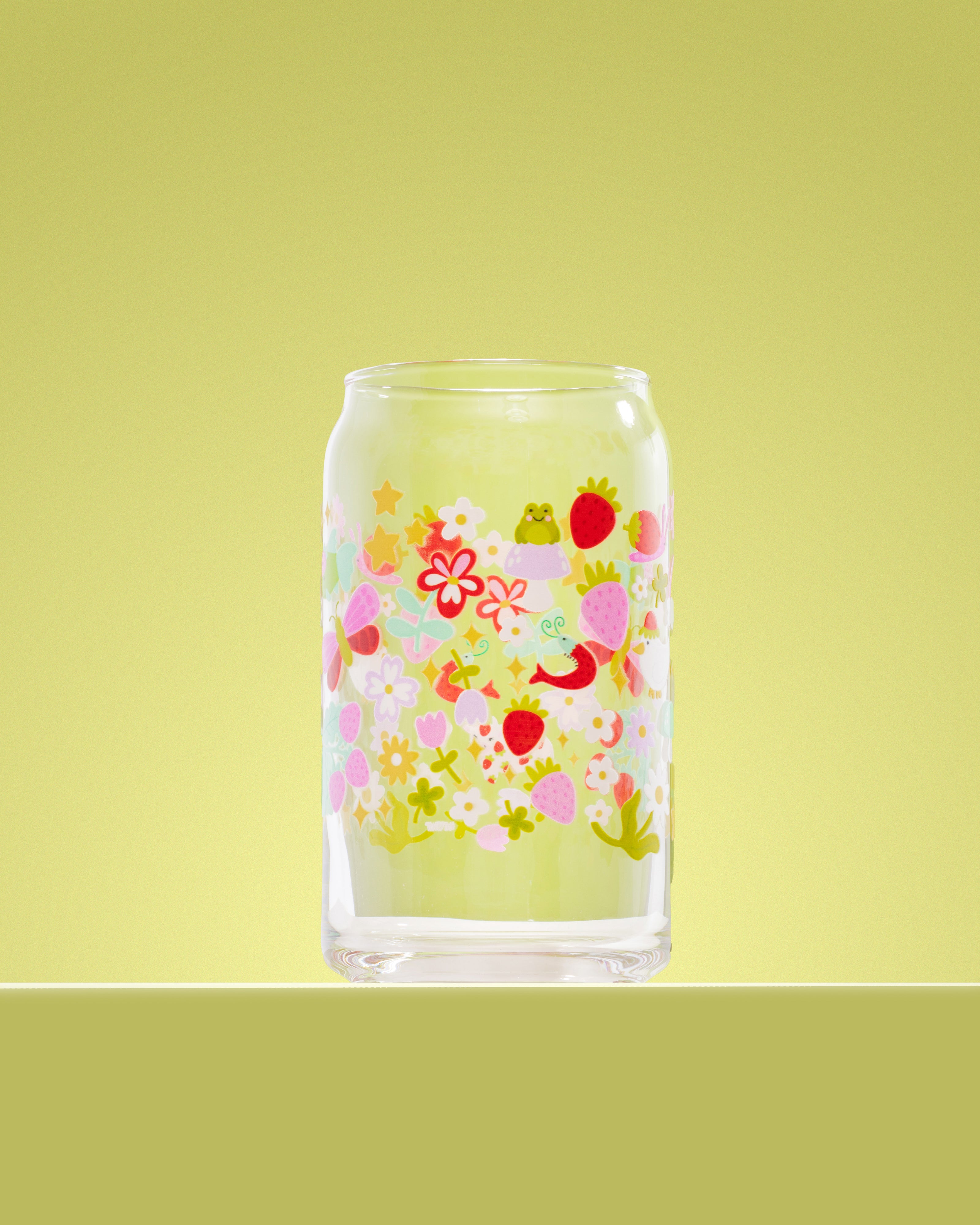 Strawberry Doodles Glass 16 oz