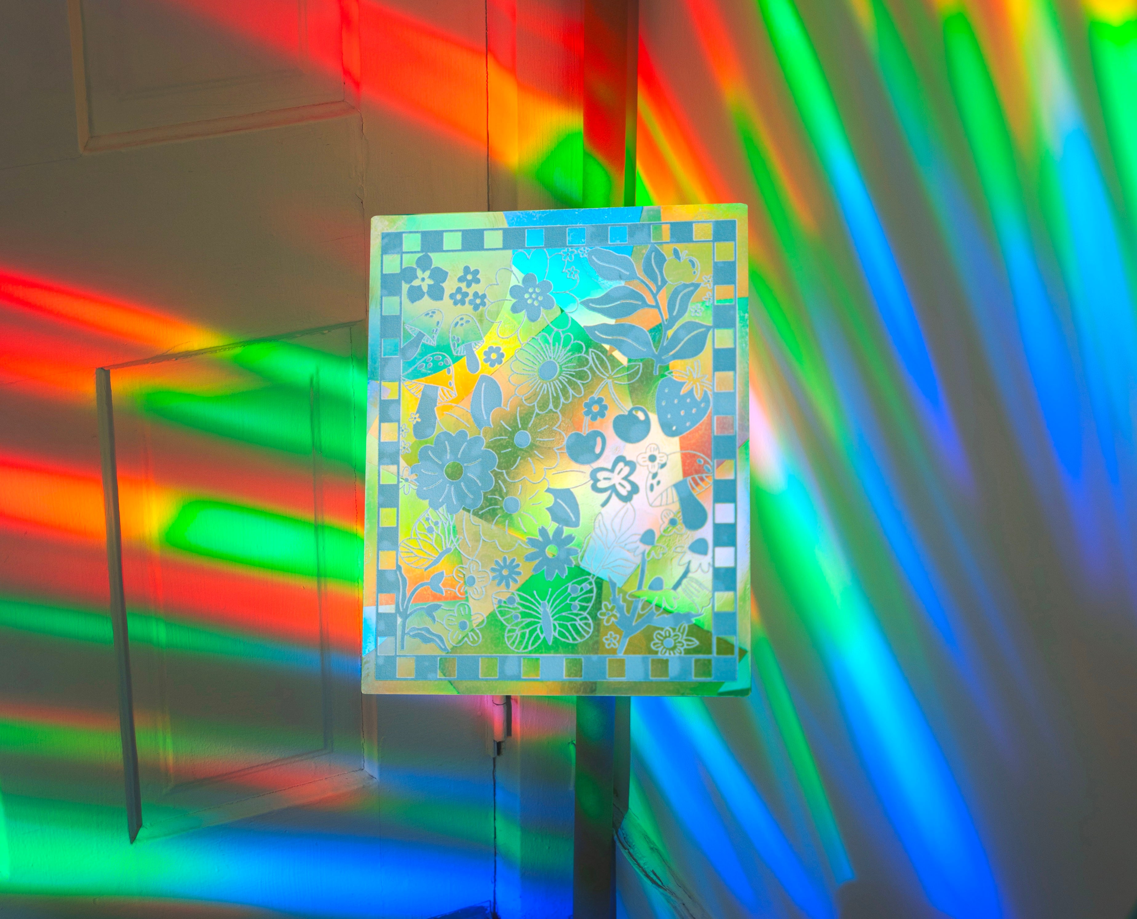 Blue Vintage Pattern Suncatcher Sticker – Prismatic Window Cling | Rainbow Maker Decal