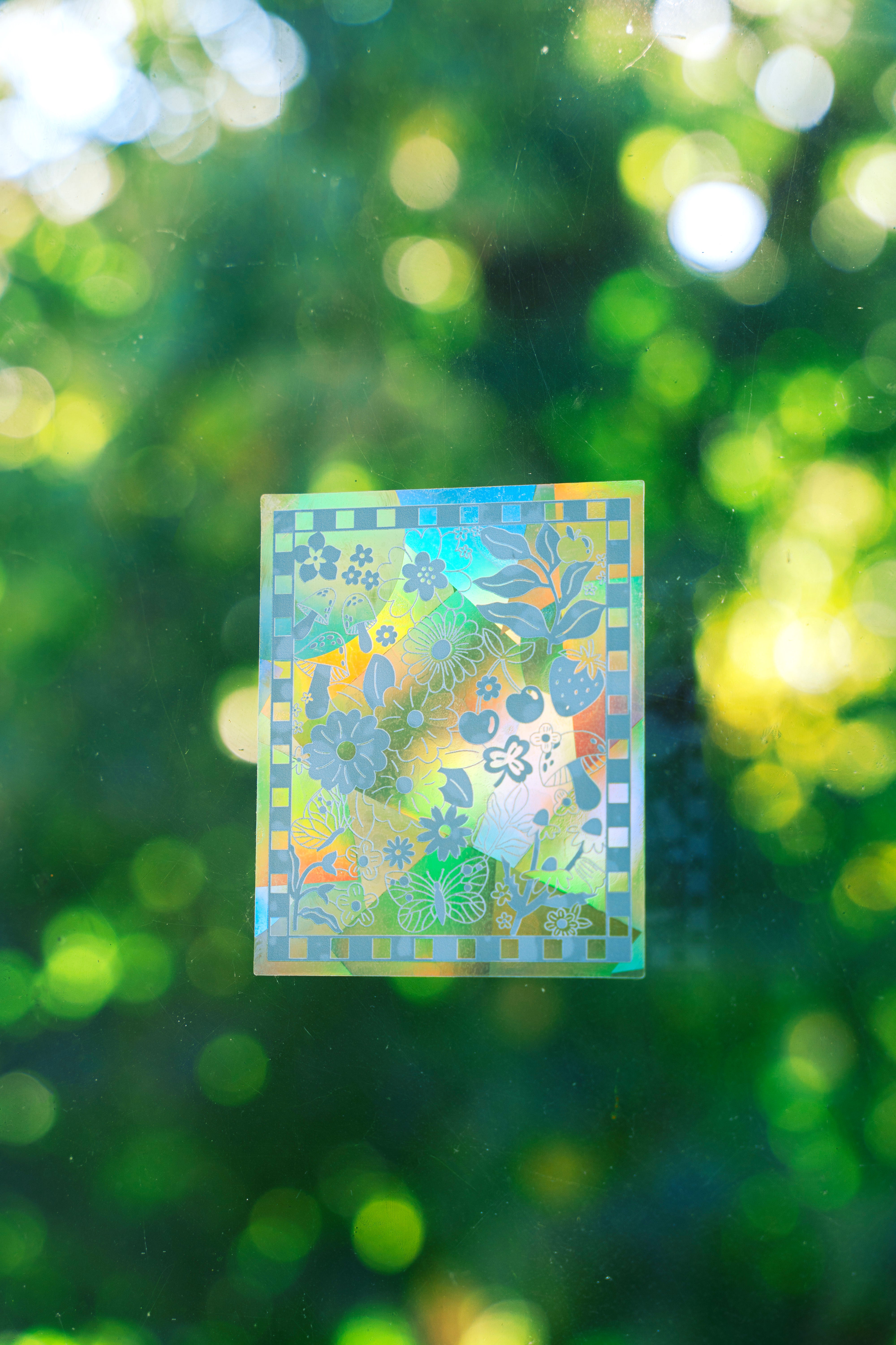Blue Vintage Pattern Suncatcher Sticker – Prismatic Window Cling | Rainbow Maker Decal