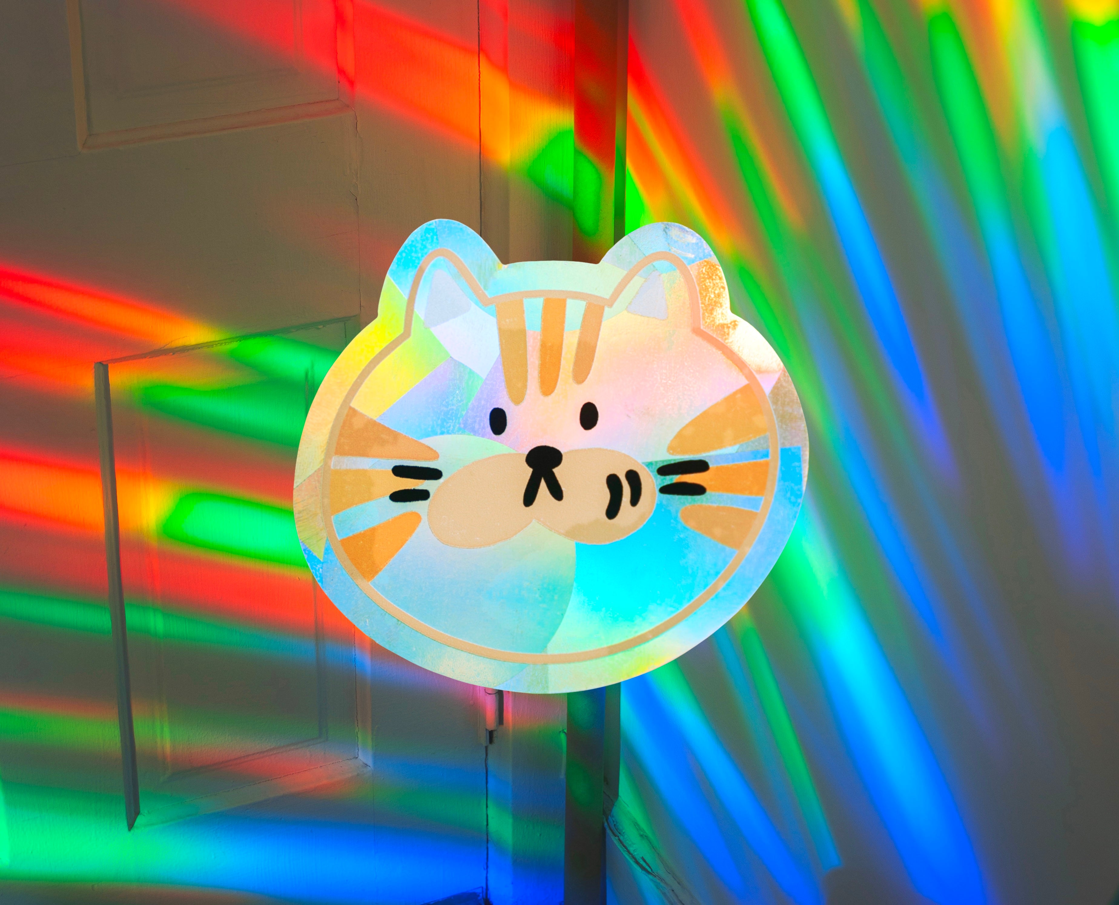 Cat Suncatcher Sticker – Prismatic Window Cling | Rainbow Maker Prism Decal