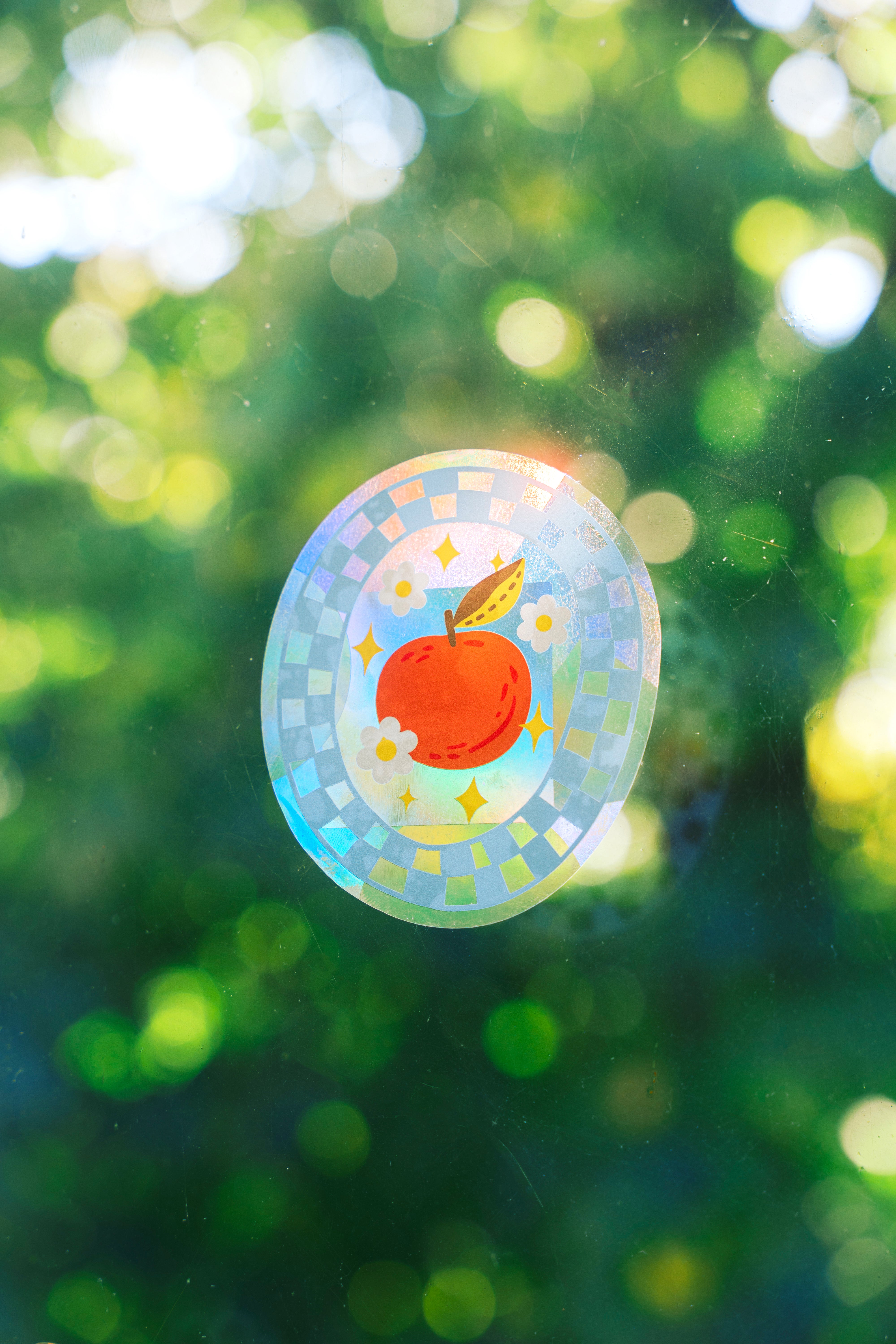 Clementine Frame Suncatcher Sticker – Prismatic Window Cling | Rainbow Maker Decal