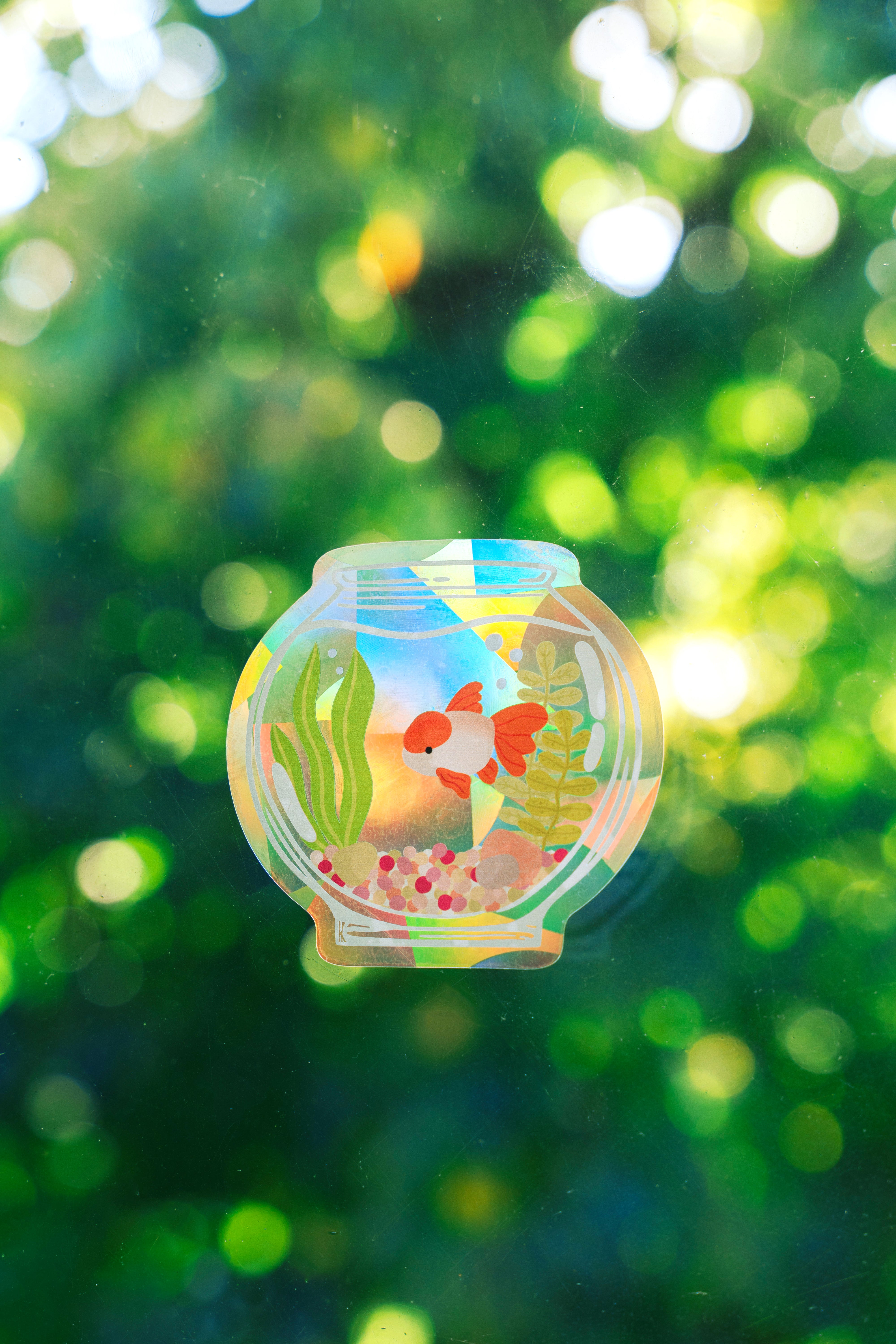 Fish Bowl Suncatcher Sticker – Prismatic Window Cling | Rainbow Maker Prism Decal