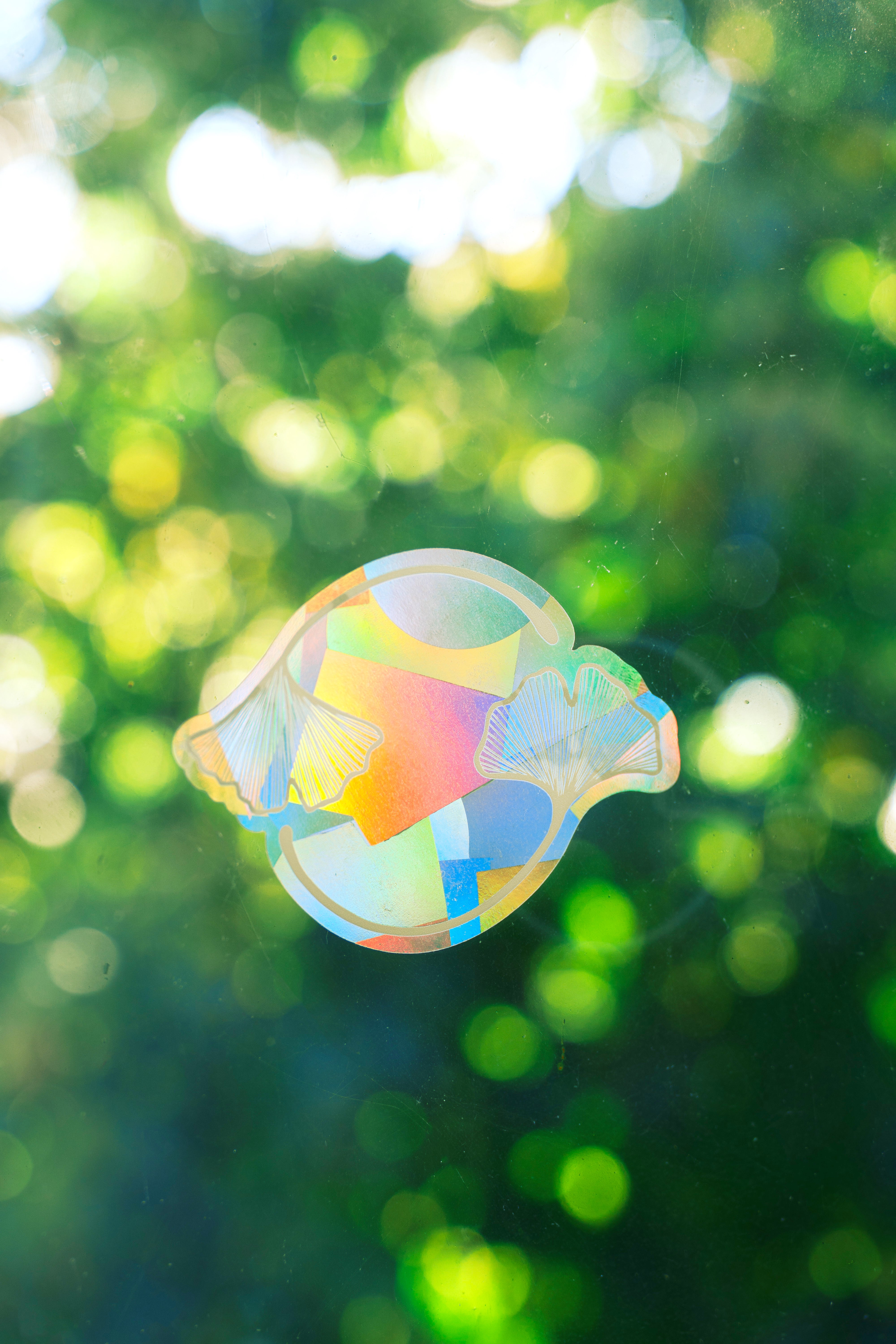 Ginkgo Leaf Suncatcher Sticker – Prismatic Window Cling | Rainbow Maker Prism Decal