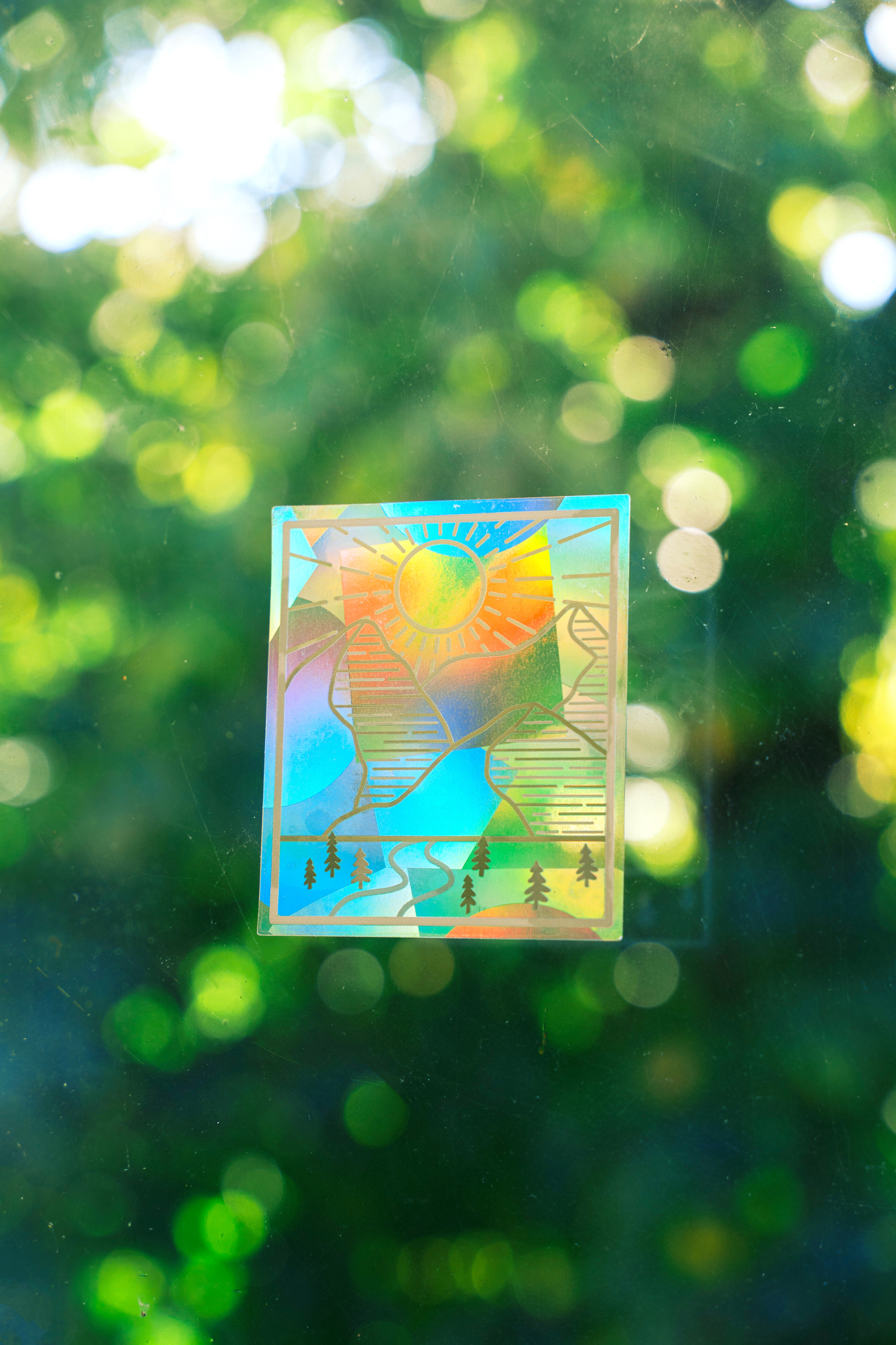 Mountain Landscape Suncatcher Sticker – Prismatic Window Cling | Rainbow Maker Decal