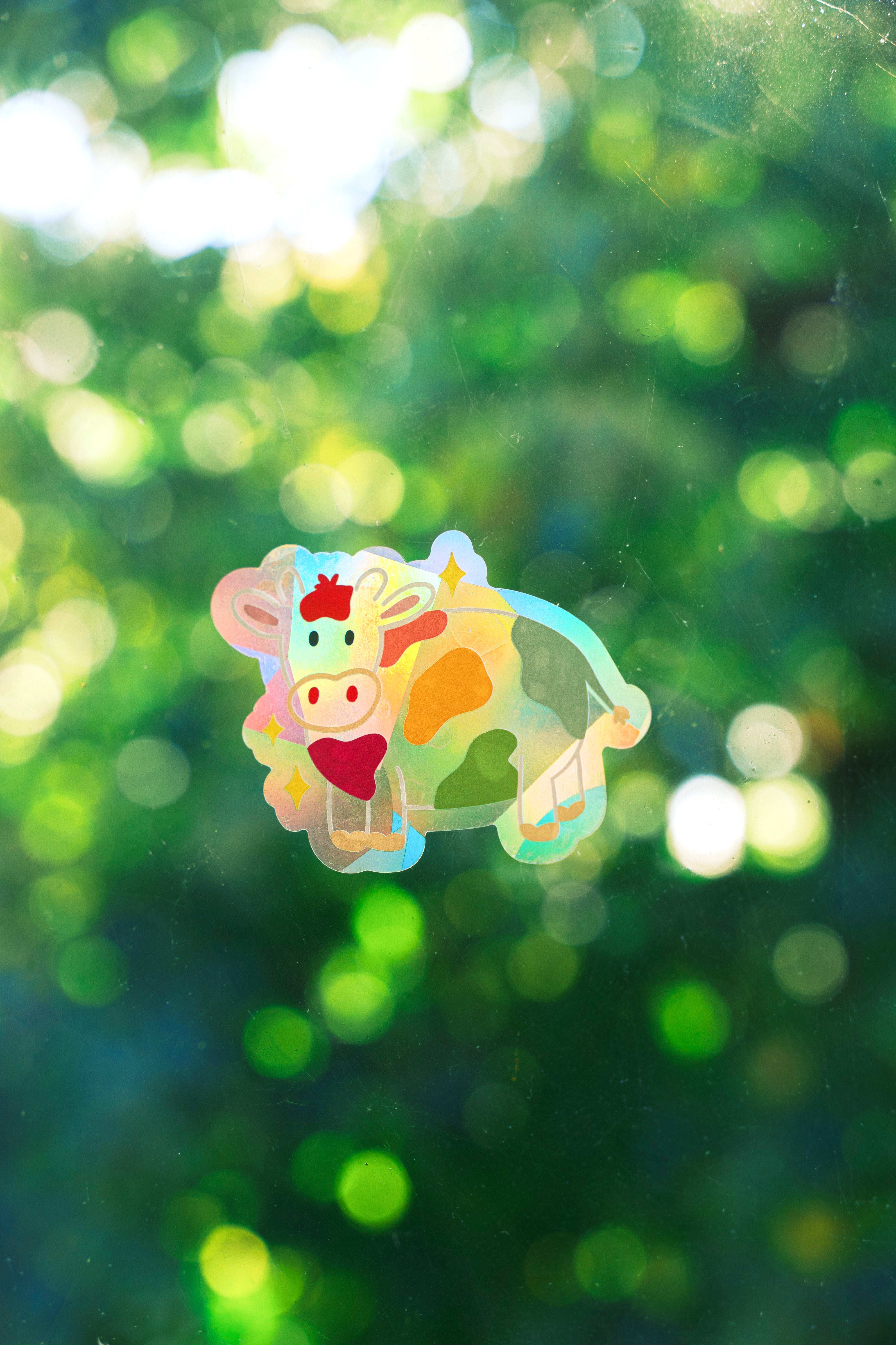 Rainbow Cow Suncatcher Sticker – Prismatic Window Cling | Rainbow Maker Prism Decal