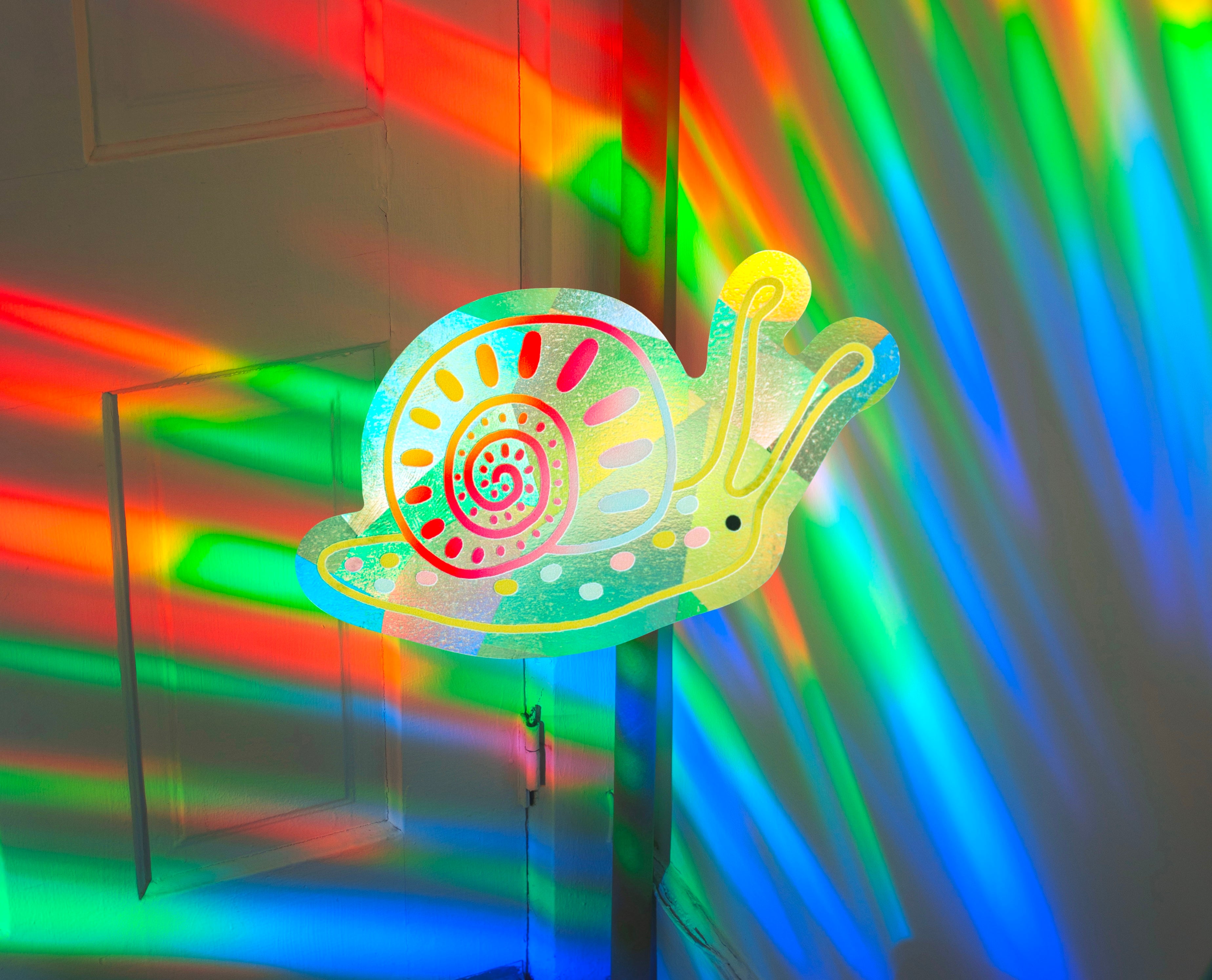 Rainbow Snail Suncatcher Sticker – Prismatic Window Cling | Rainbow Maker Prism Decal