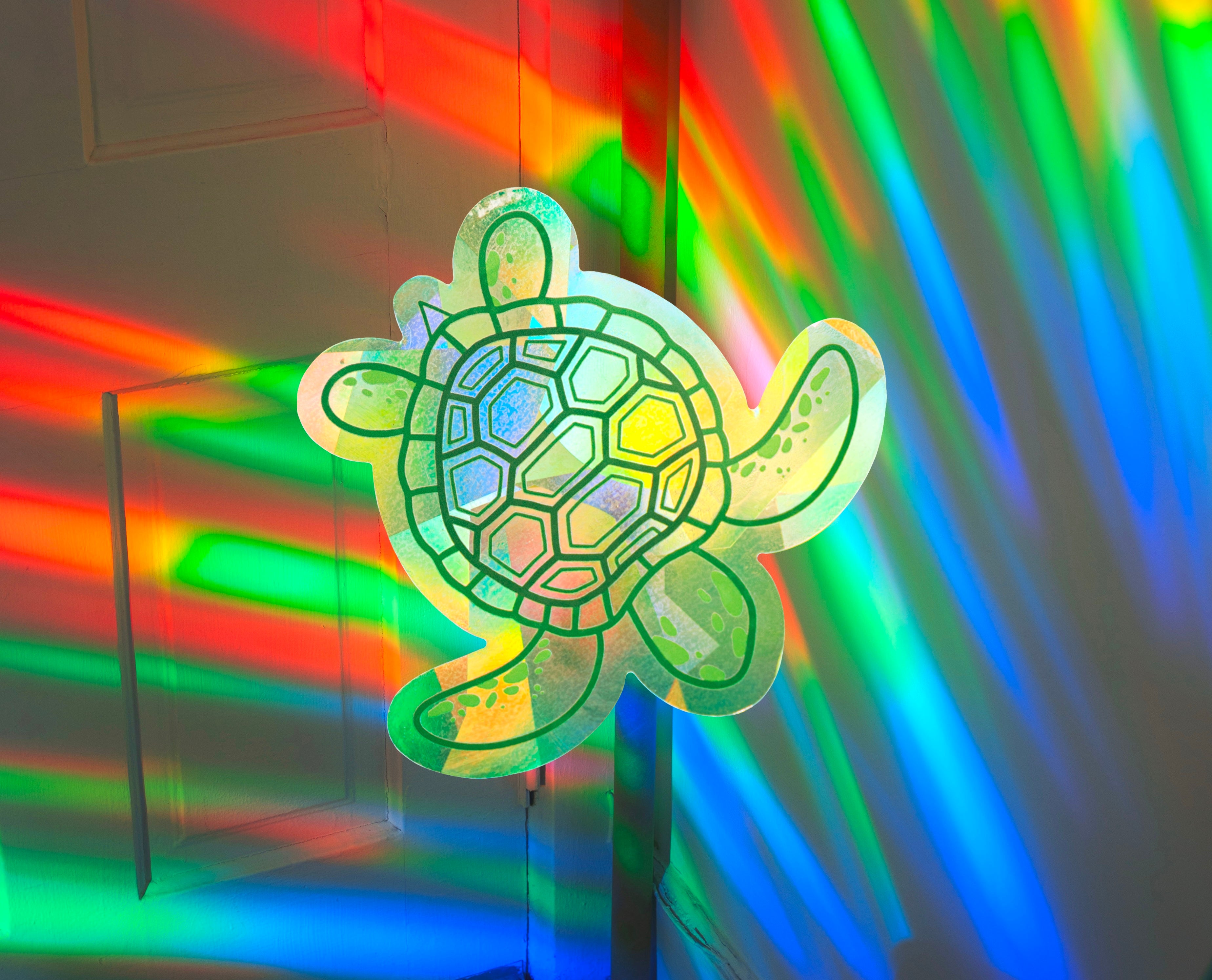 Sea Turtle Suncatcher Sticker – Prismatic Window Cling | Rainbow Maker Prism Decal
