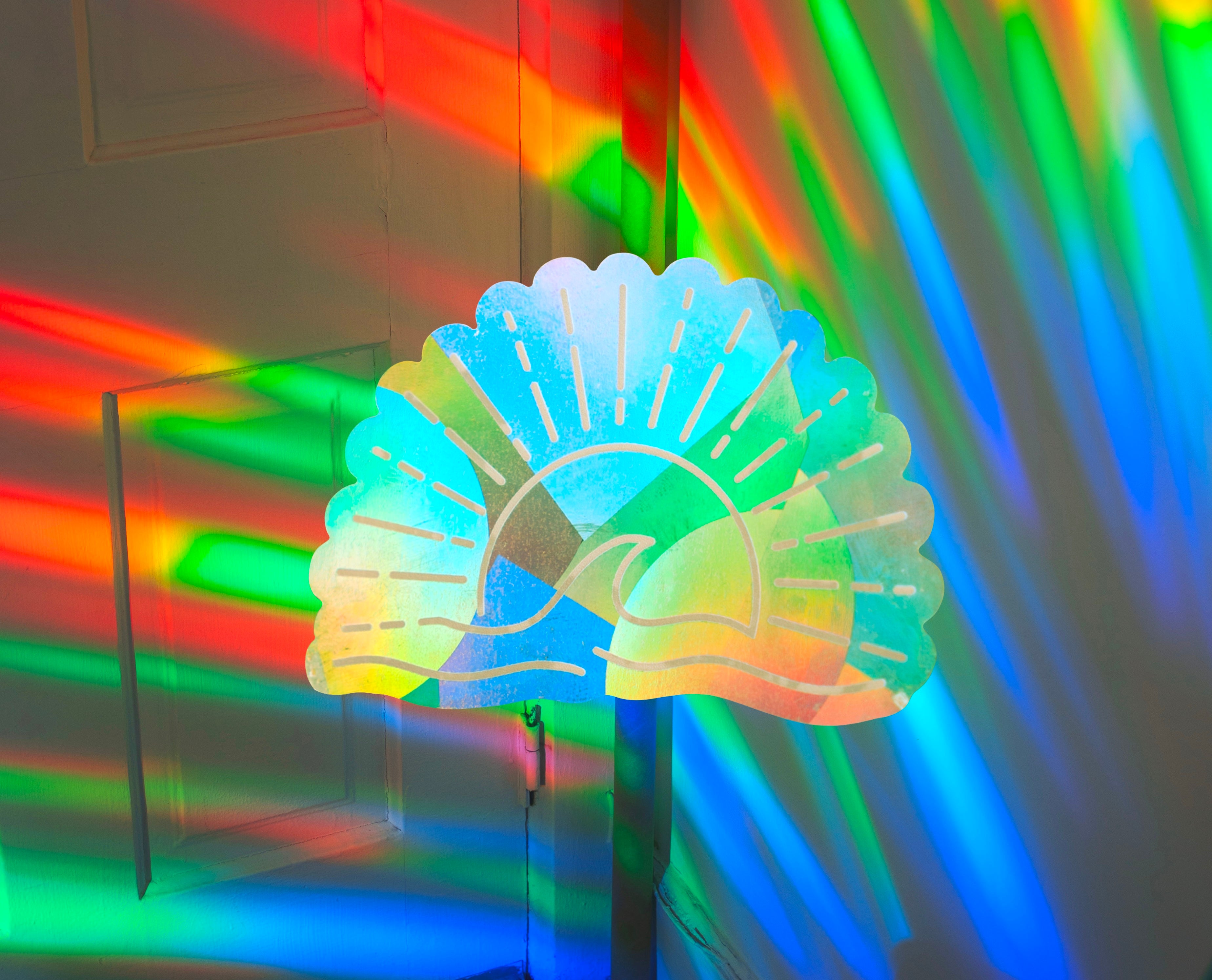 Sun and Waves Suncatcher Sticker – Prismatic Window Cling | Rainbow Maker Decal